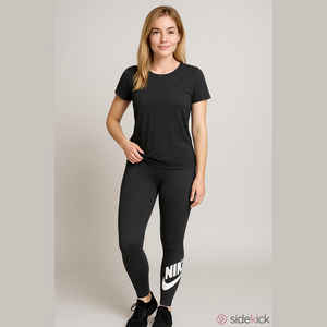 Nike Black Leggings Swoosh Logo Women Medium Athletic Workout